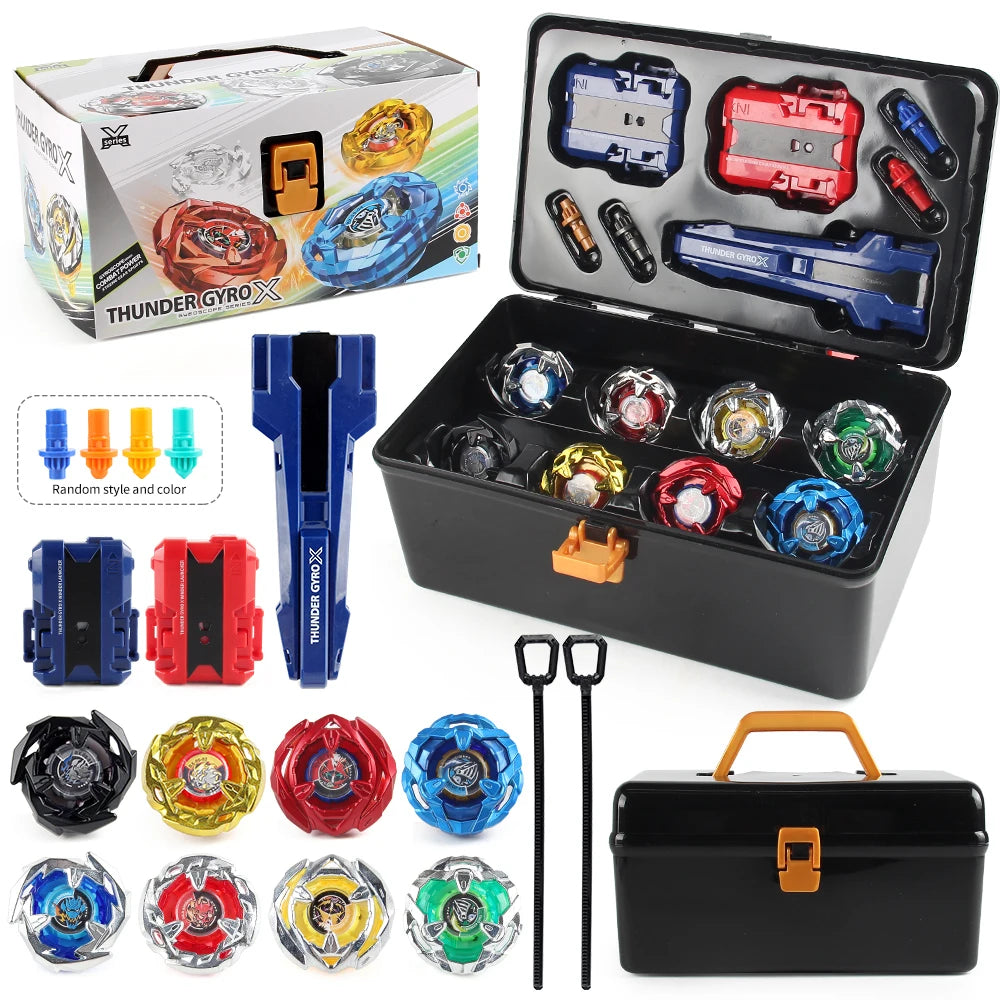 Bey X Spinning Toy Kit Gyro Metal Battle Tops with Launchers Organize Box Set Gift