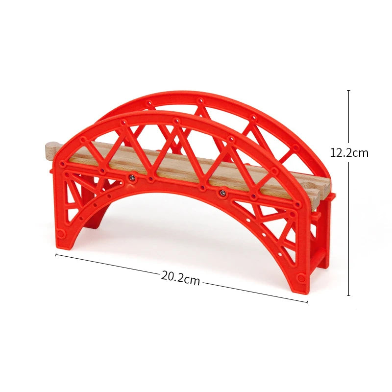 Wooden Train Track Toys Railway Rails Accessories Fit Thomas Train Road Connector Wood Railway Bridge Children Birthday Gifts