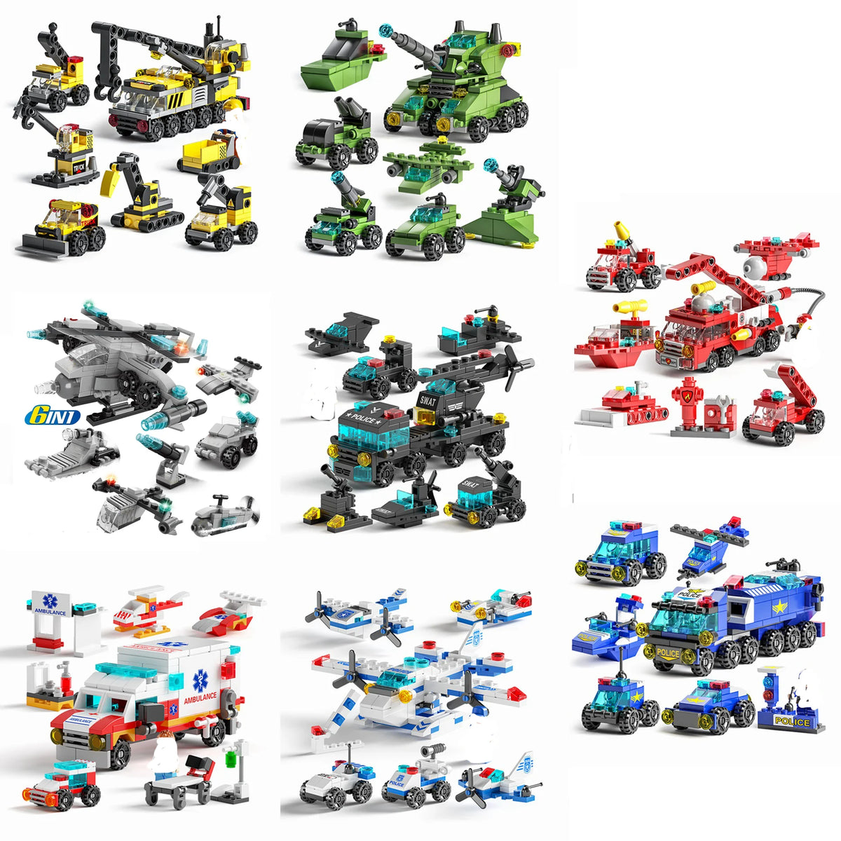 6 in 1 Building Blocks Set – Mini DIY Construction Kit