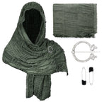 Medieval Vintage Hooded Shawl Scarf Cloak For Men Women Renaissance Halloween Tattered Layered Textured Frayed Cosplay Costume