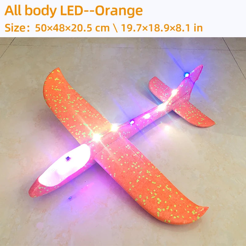 50/33CM Big Foam Plane Glider Hand Throw Airplane LED Inertial EPP Bubble Planes Outdoor Launch Kids Toys for Children Boys Gift