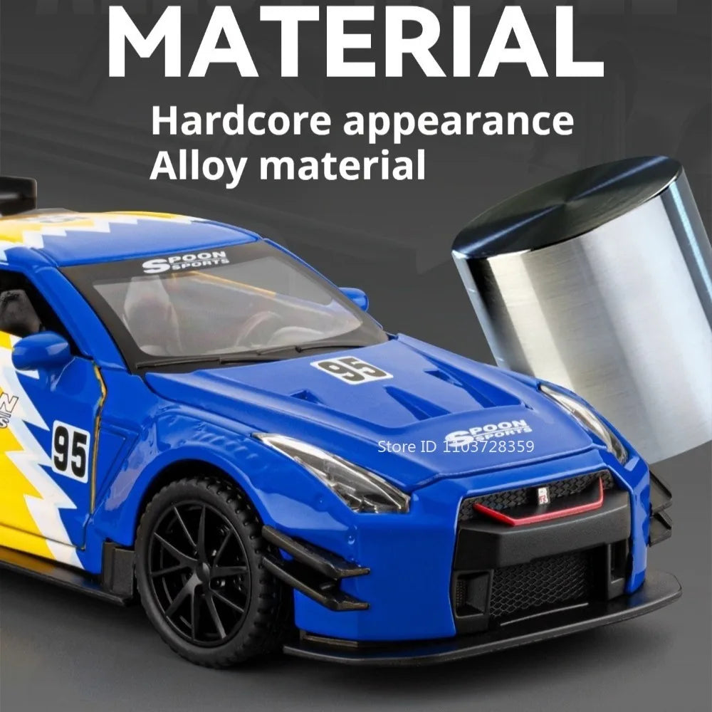 1:32 Diecast Sports Car – Sound & Light Pull Back Model