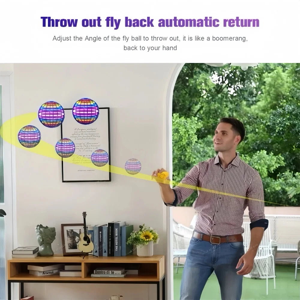 Flying Ball Toy with LED Lights, Boomerang Spinner & Remote Control
