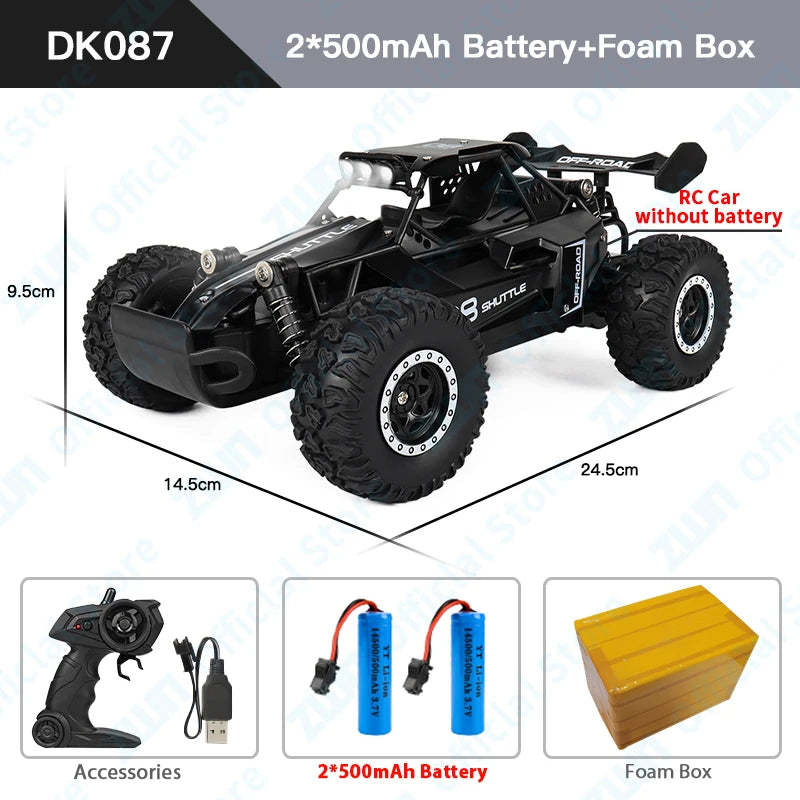 Remote Control Car 1:16 2WD Off-Road Climbing Vehicle with LED Lights