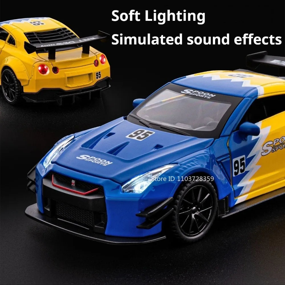 1:32 Diecast Sports Car – Sound & Light Pull Back Model
