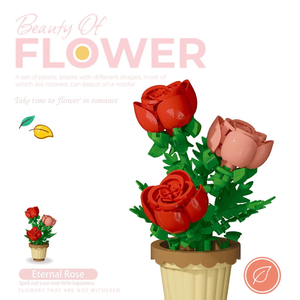 Flower Building Blocks Potted Plant Set for Home Decor