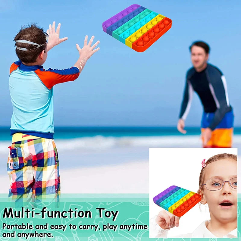 Push Pop Fidget Toy – Rainbow Bubble Sensory Stress Relief Game