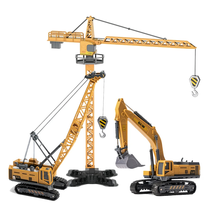 Diecast Construction Vehicle – Crane, Excavator & Bulldozer