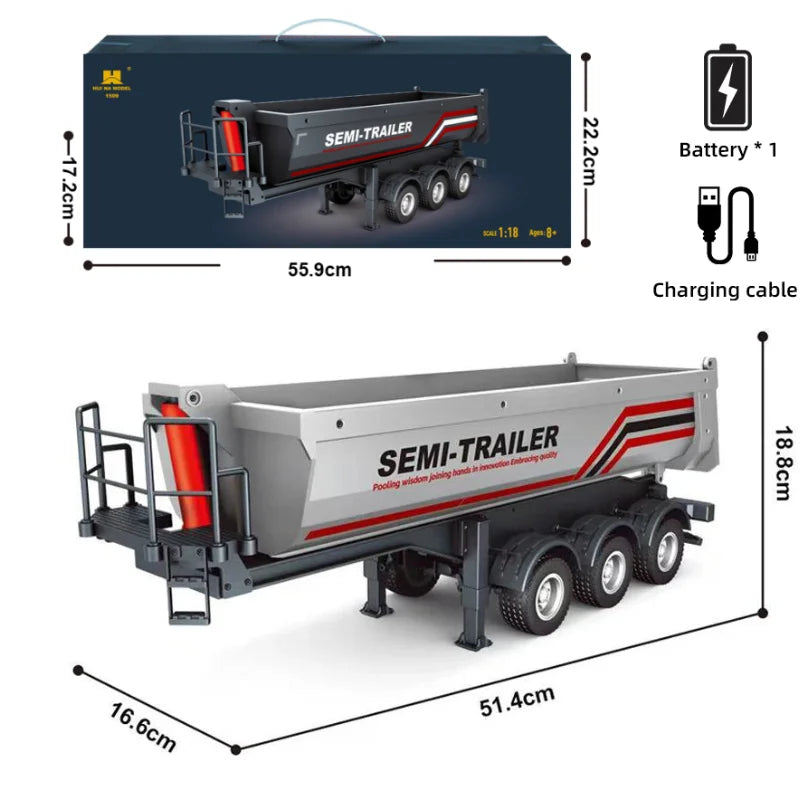 RC Construction Truck – 1:18 Engineering Trailer with Light & Sound