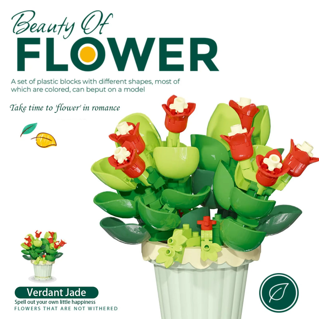 Flower Building Blocks Potted Plant Set for Home Decor