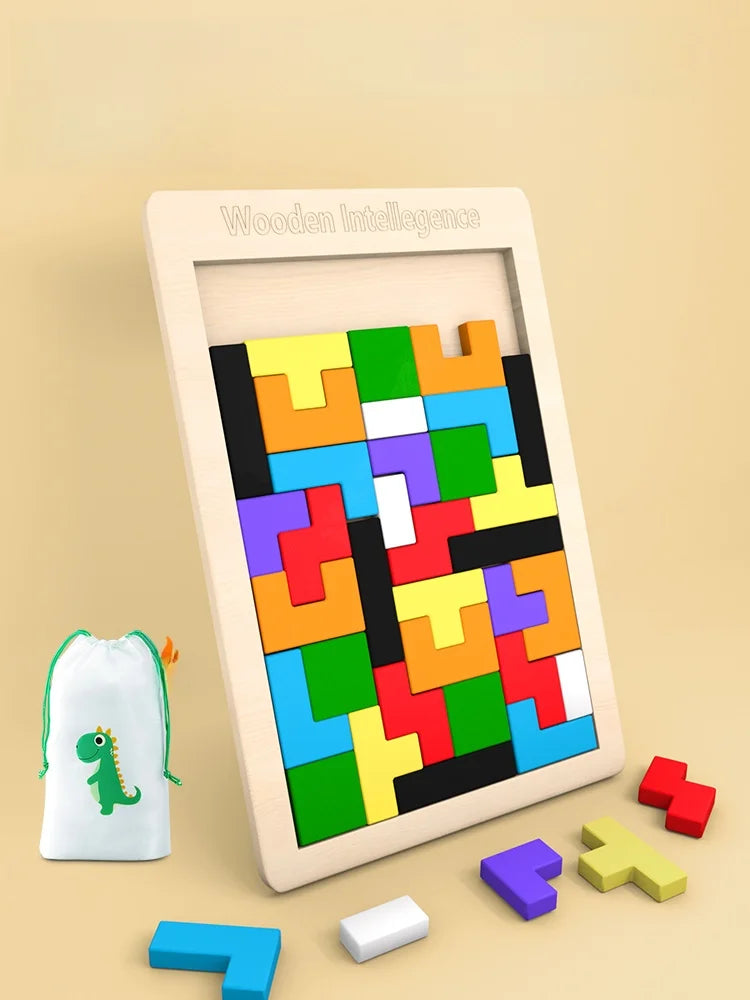 Wooden Tangram Puzzle – Colorful Geometric Shape Learning Toy