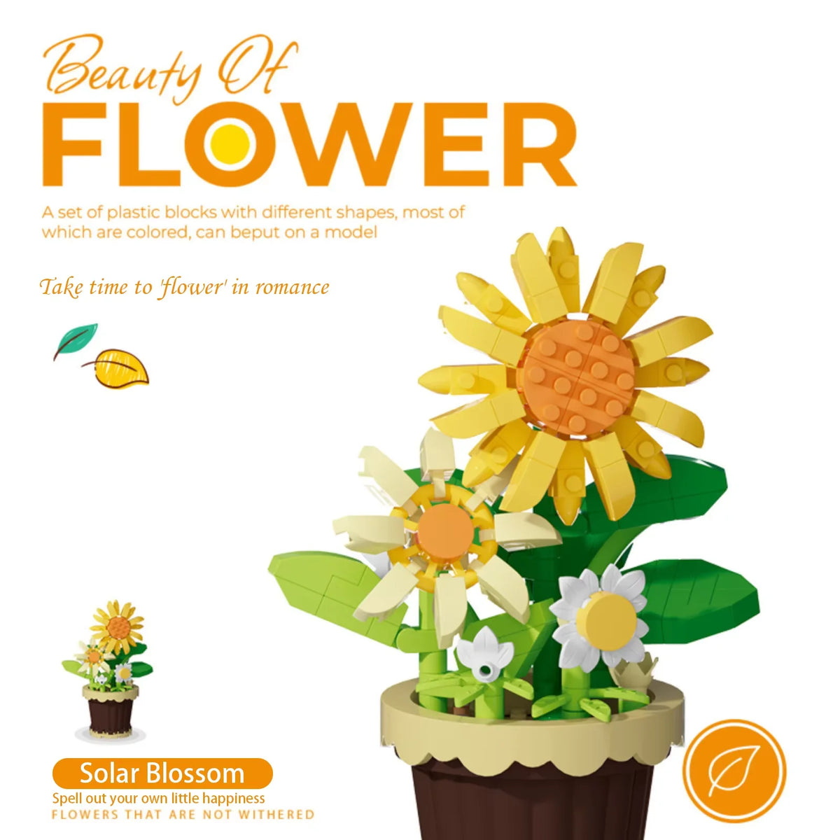 Flower Building Blocks Potted Plant Set for Home Decor