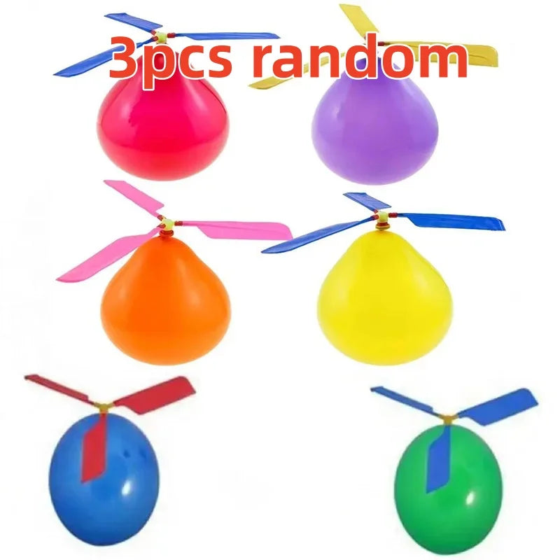 3PCS Air Balloon Helicopter Toy - Funny Portable Outdoor Flying Helicopter for Kids Birthday Party Children's Day Game