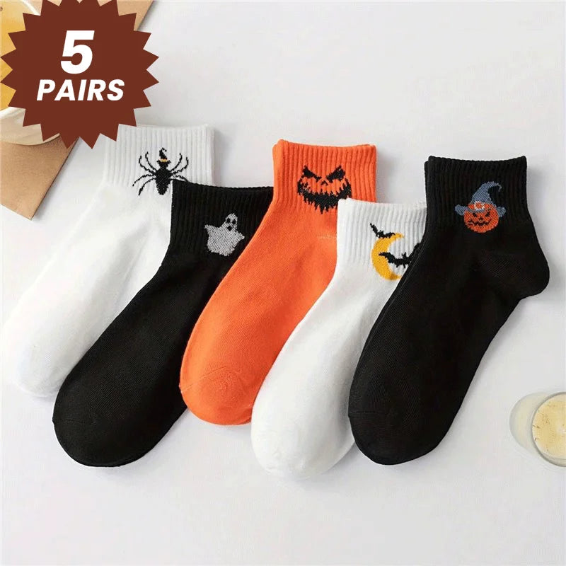 Halloween Socks for Men – 5 Pair Spooky Mid-Calf Crew Socks