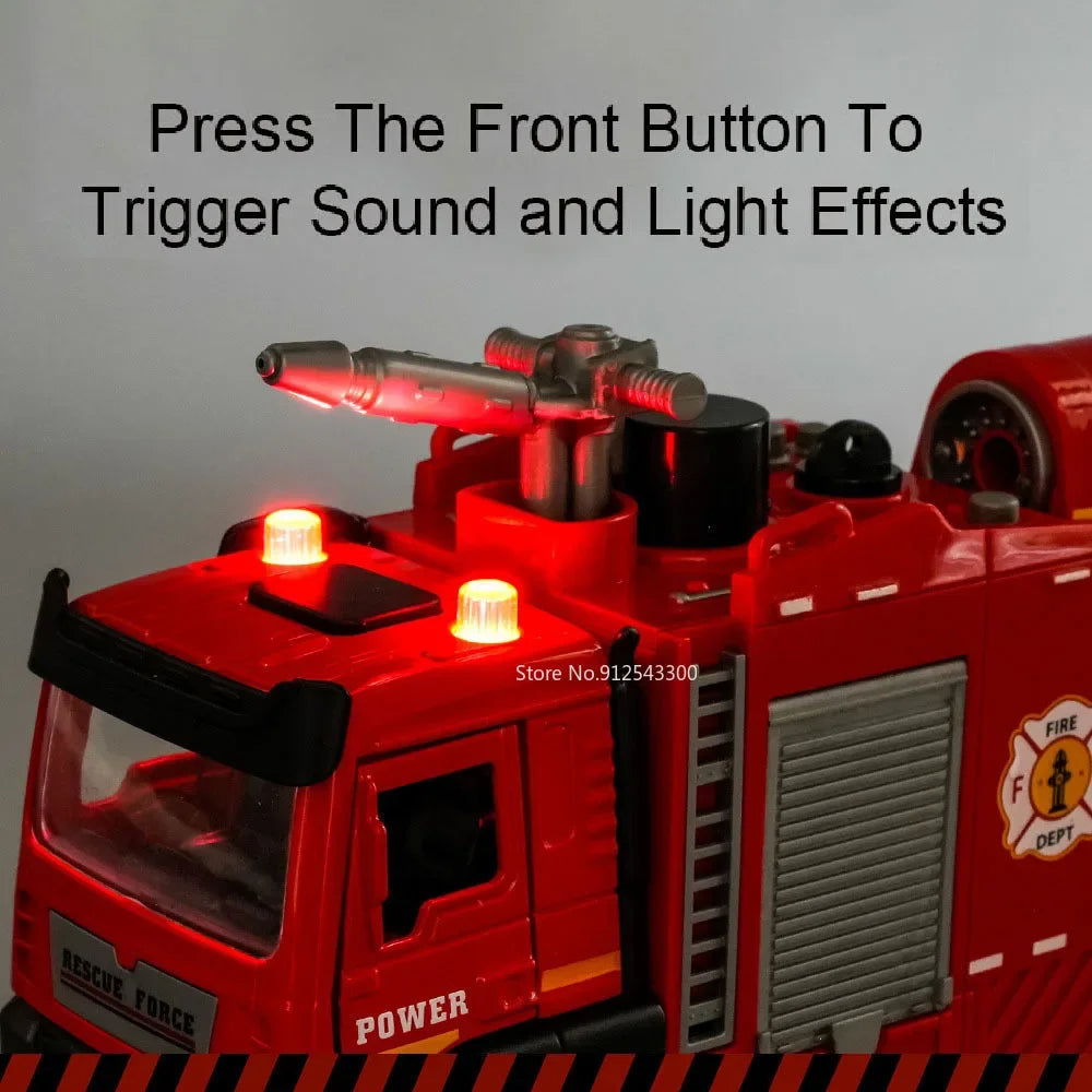 1:32 Fire Truck Toy – Diecast Ladder Model with Sound & Light