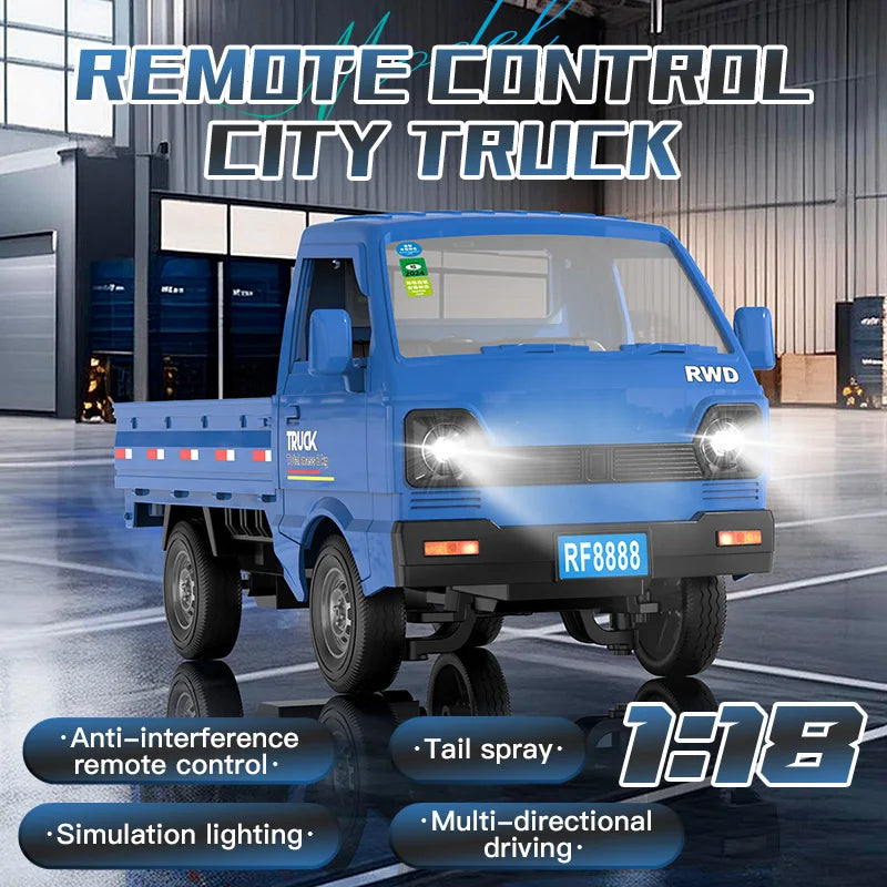 Mini Remote Control Truck 1:18 RC Cargo Van with LED Lights