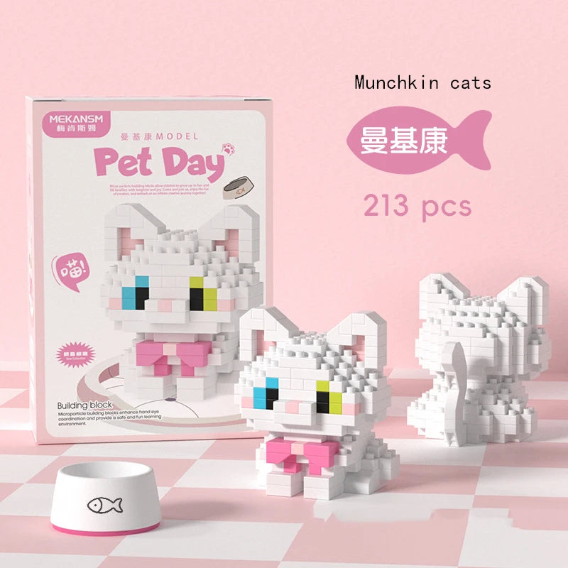 Mini Pet Building Blocks Dog & Cat Model Set
