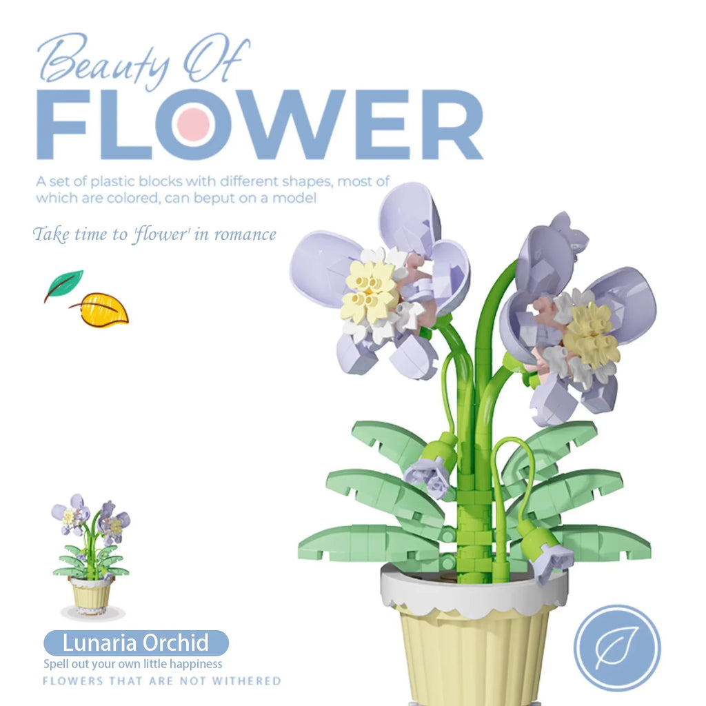Flower Building Blocks Potted Plant Set for Home Decor