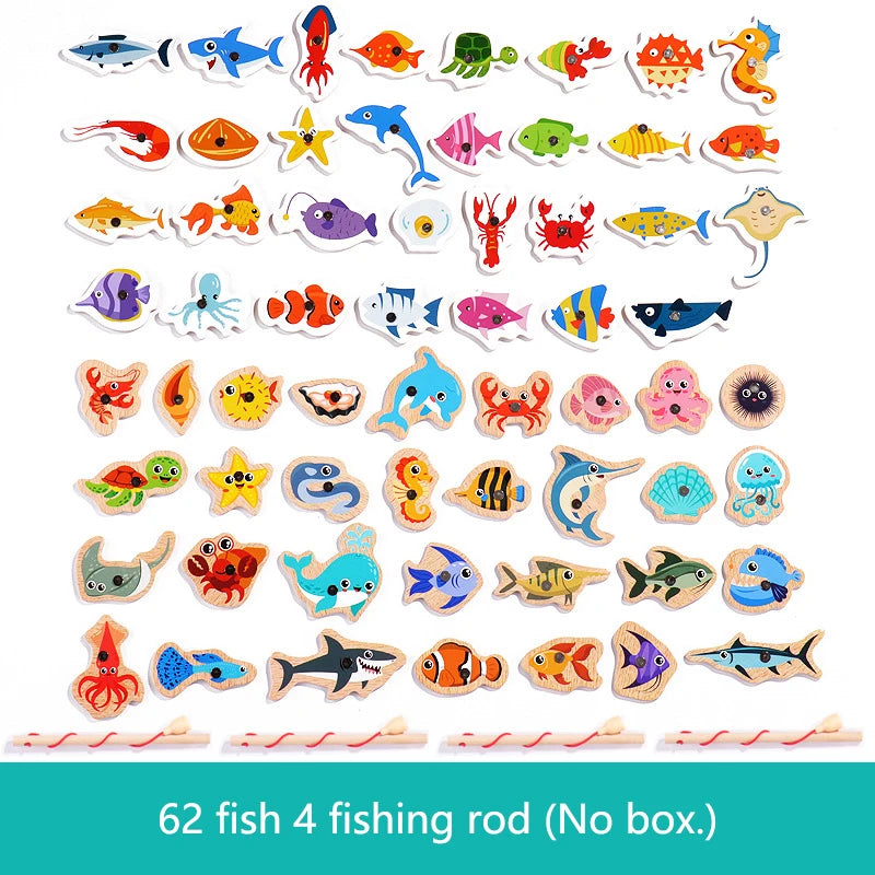 Wooden Magnetic Fishing Toy – Montessori Marine Learning Game