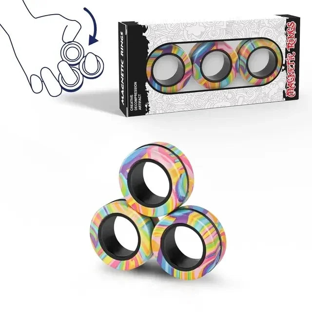 Magnetic Fidget Rings – 3PCS Rotating Sensory Spinner Toy