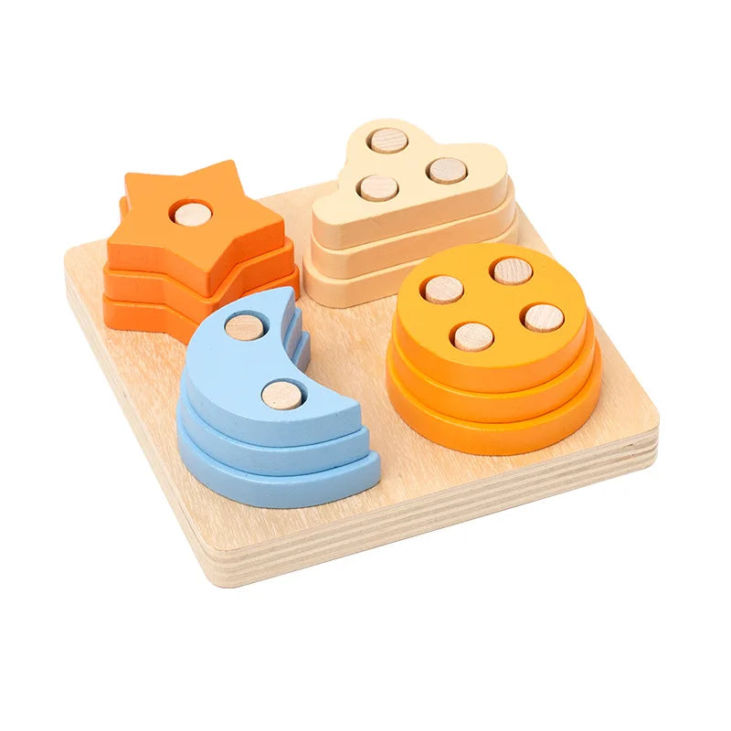 Wooden Shape Sorting Toy – Montessori Color Matching Puzzle