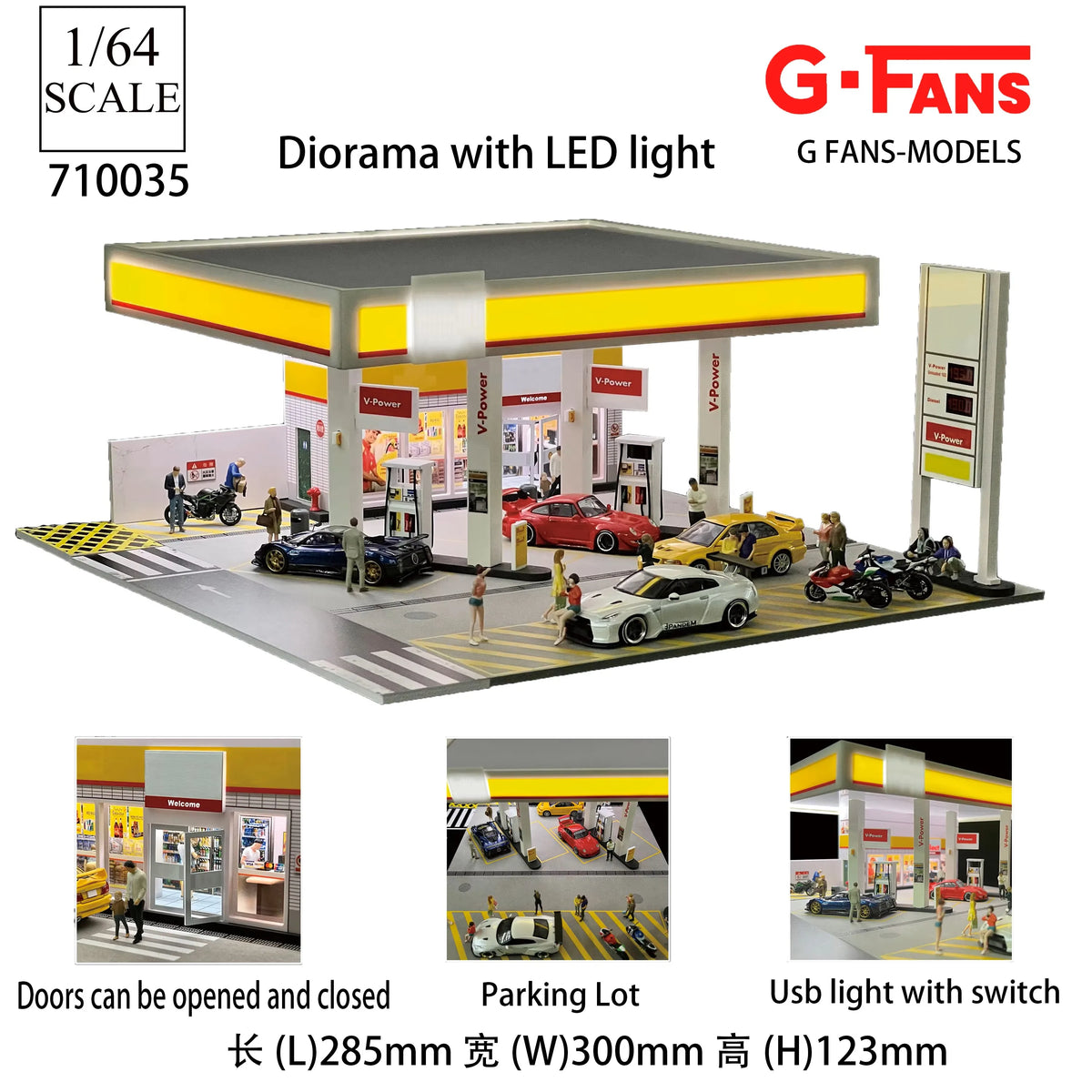 1:64 Car Garage Diorama – Mini Parking Lot Display Scene