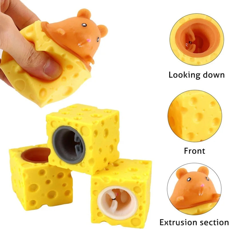 Mouse Cheese Squeeze Toy – Pop Up Interactive Fidget