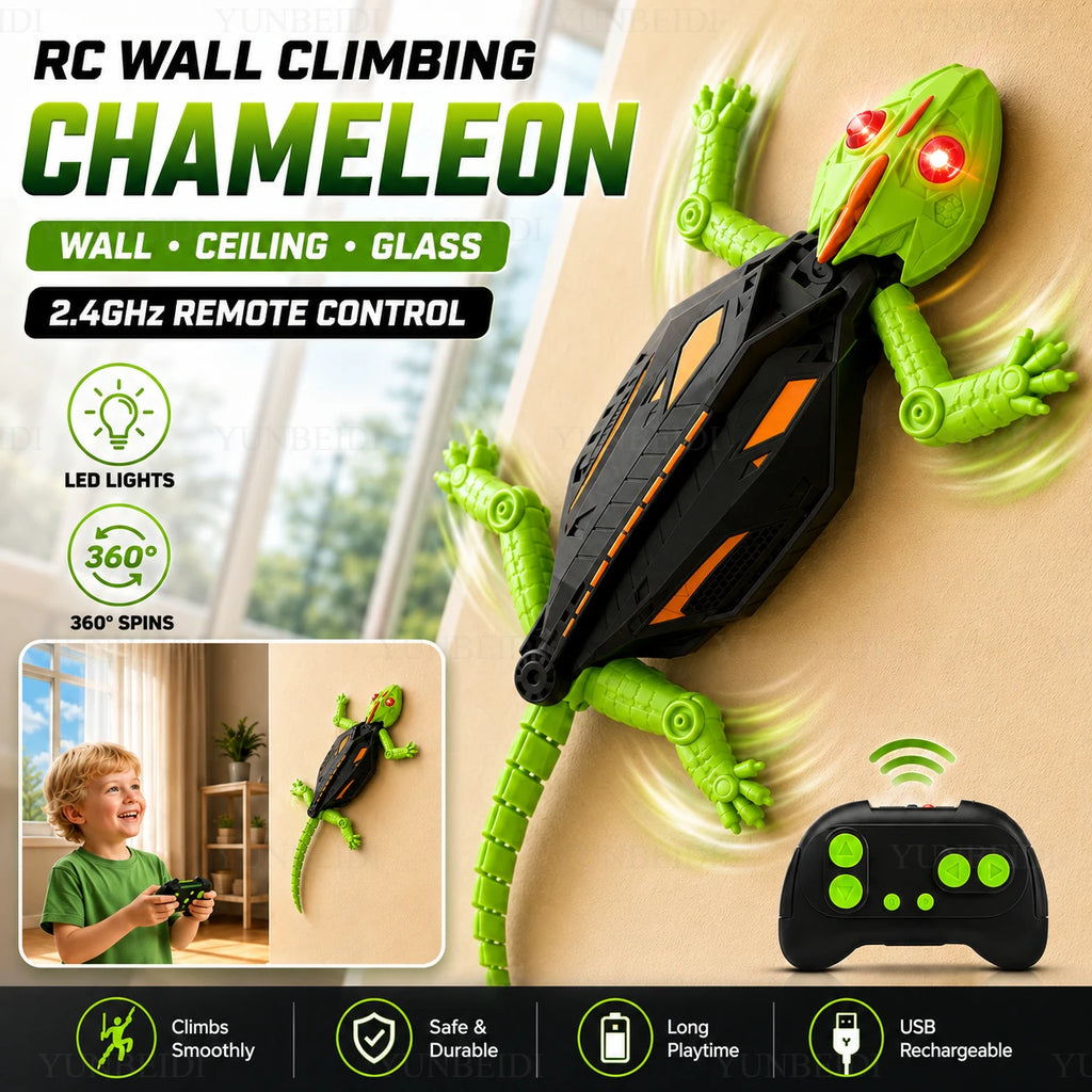 RC Wall-climbing Gecko Lizard Cockroach Red-eye Lights Electric Remote Control 2.4GHz Animal Car Children's Halloween Toy Gifts