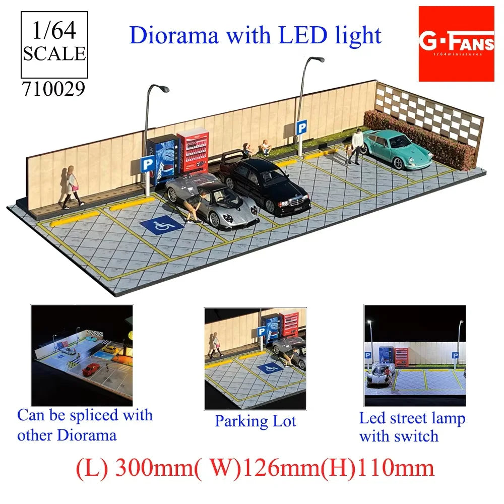 1:64 Car Garage Diorama – Mini Parking Lot Display Scene