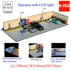 1:64 Car Garage Diorama – Mini Parking Lot Display Scene