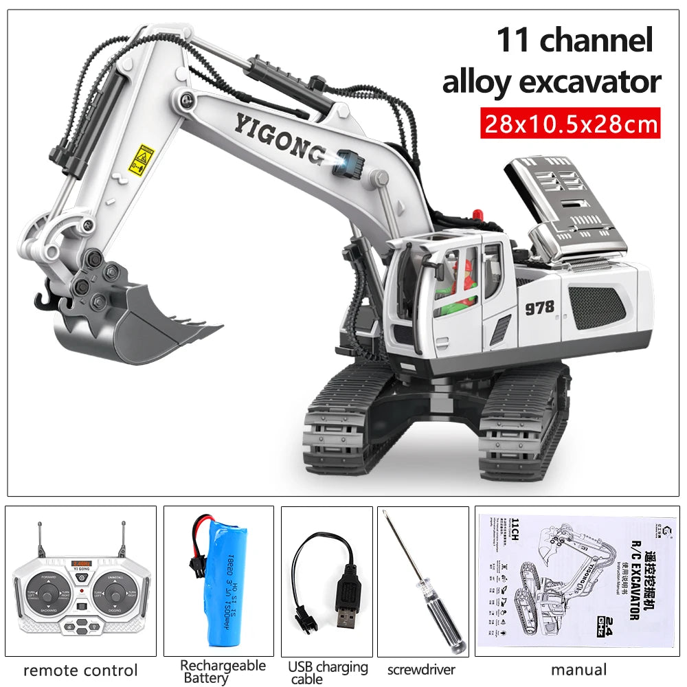 Remote Control Excavator RC Construction Truck with 10-Channel Control