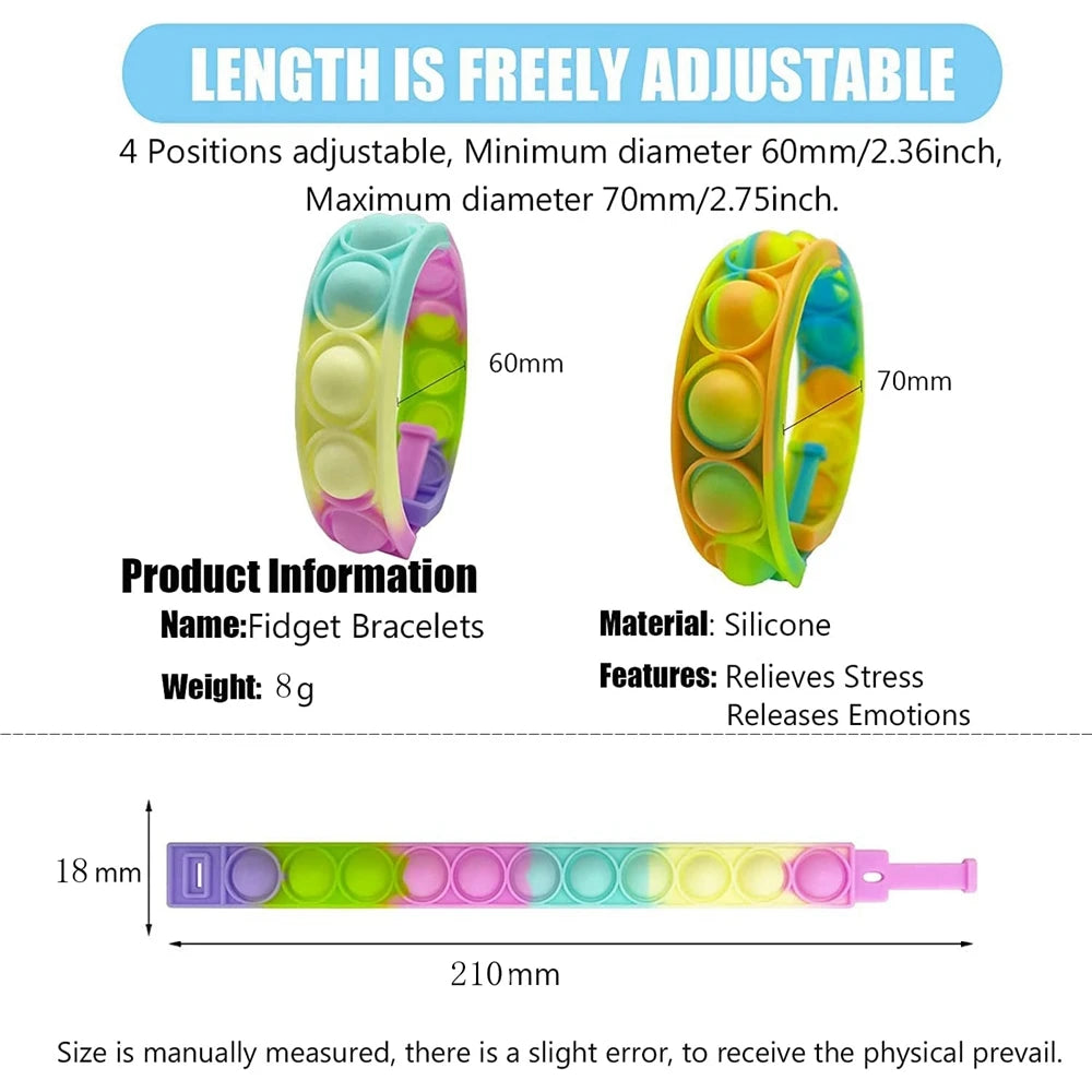 Pop Fidget Bracelet – 12PCS Push Pop Sensory Party Favors