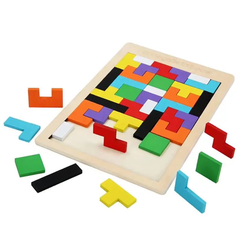 Wooden Tangram Puzzle – Colorful Geometric Shape Learning Toy