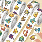 500pcs/Roll Cute Pixel Pokemon Pikachu Cartoon Anime Sealing Stickers DIY Laptop Decals Decoration Stiker Reward Gift Toys