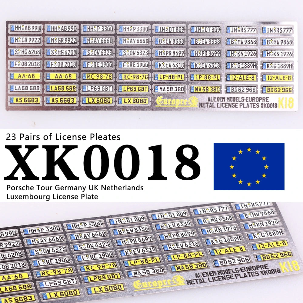 1:64 Alloy Car Model Alexen XK0001-XK0023 Metal License Plate Number Plate 1/64 Model Accessories Making Tools Hobbyist DIY