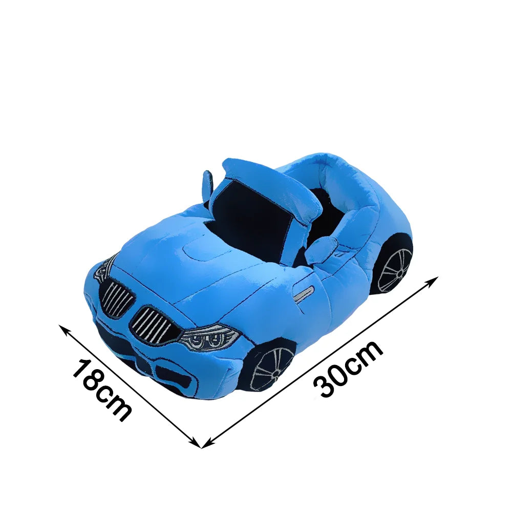 10 COLORS Vehicle Shape Plush Slippers Women Men Cartoon Car Warm Soft House Shoes Birthday Party Indoor Slipper