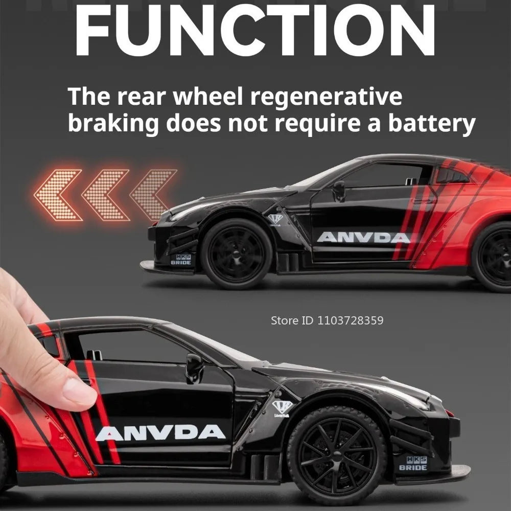 1:32 Diecast Sports Car – Sound & Light Pull Back Model