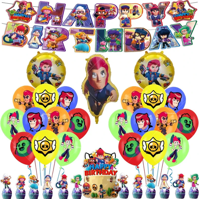 Birthday Party Decorations Set – Banner, Balloons & Cake Toppers