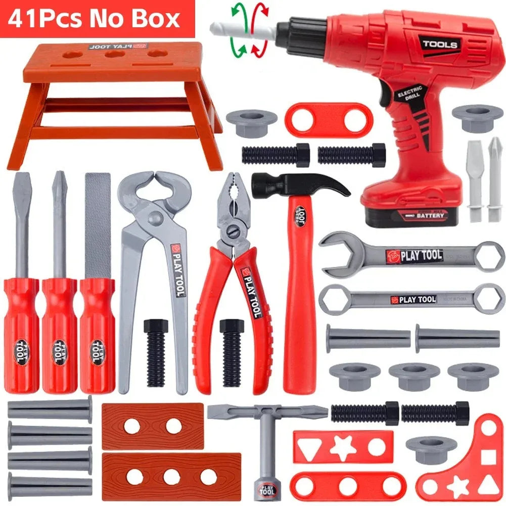 38/42 PCS Pretend Tools Kit Kids Play Repair Tool Set Plastic Construction Toys with Screwdrivers for Toddler Boys Girls Child
