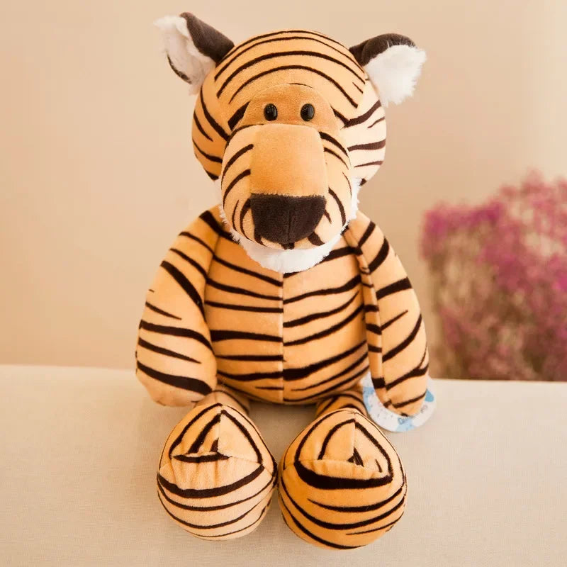 25CM Kawaii Jungle Animal Plush Toys Forest Animal Plush Dog Zebra Elephant Lion Fox Giraffe Children's Toys Doll Birthday Gift