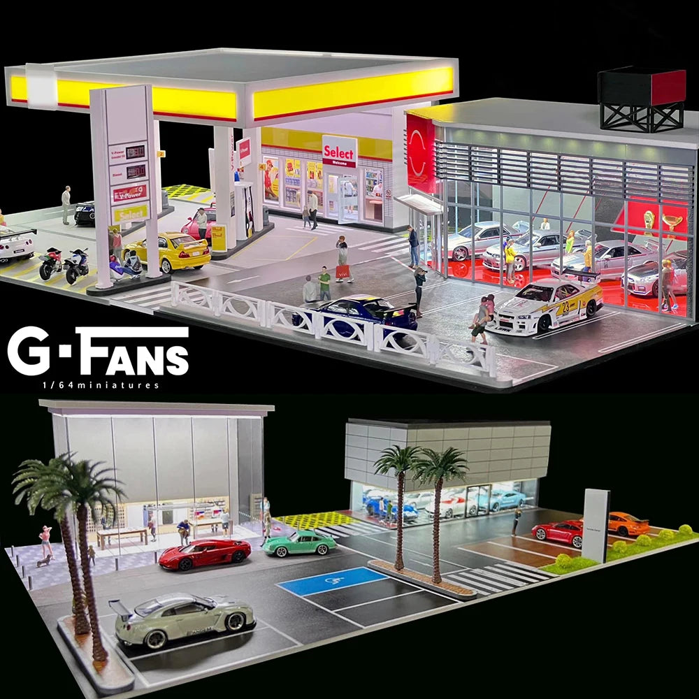 1:64 Car Garage Diorama – Mini Parking Lot Display Scene