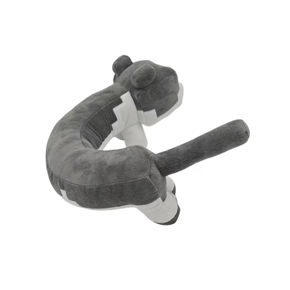 Gray Cat Plush Toy – U-Shaped Soft Stuffed Animal