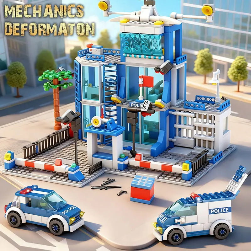 Police Station Building Set – City DIY Construction Model
