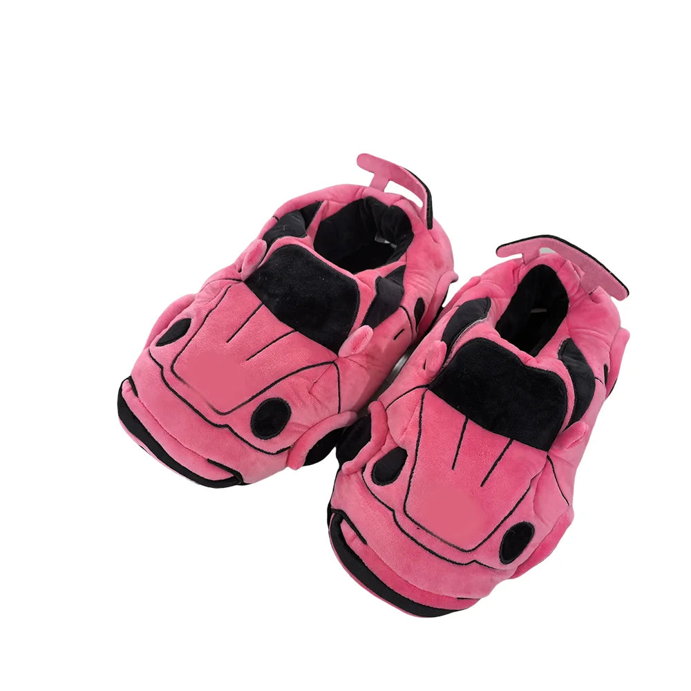 10 COLORS Vehicle Shape Plush Slippers Women Men Cartoon Car Warm Soft House Shoes Birthday Party Indoor Slipper