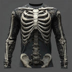2025 Halloween Skeleton Print Long Sleeve T-Shirt for Men Gothic Trendy Streetwear Casual Tops Halloween Party Tees Fall Winter
