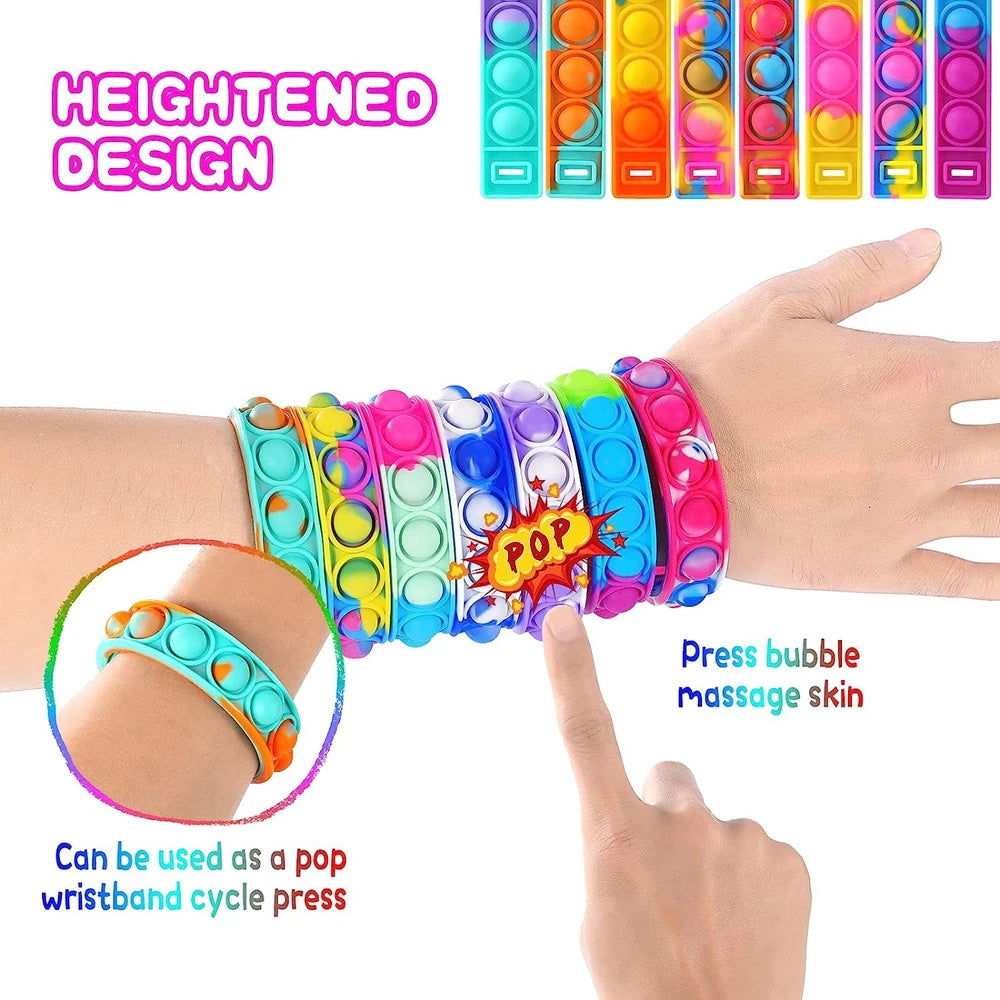 Pop Fidget Bracelet – 12PCS Push Pop Sensory Party Favors