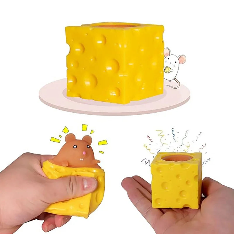 Mouse Cheese Squeeze Toy – Pop Up Interactive Fidget