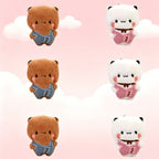 1/2Pcs New Panda Bubu and Yier Plush Pendant Keychain Dolls Cute Cartoon Panda Bear Key Ring Backpack Pendant Couple Gifts