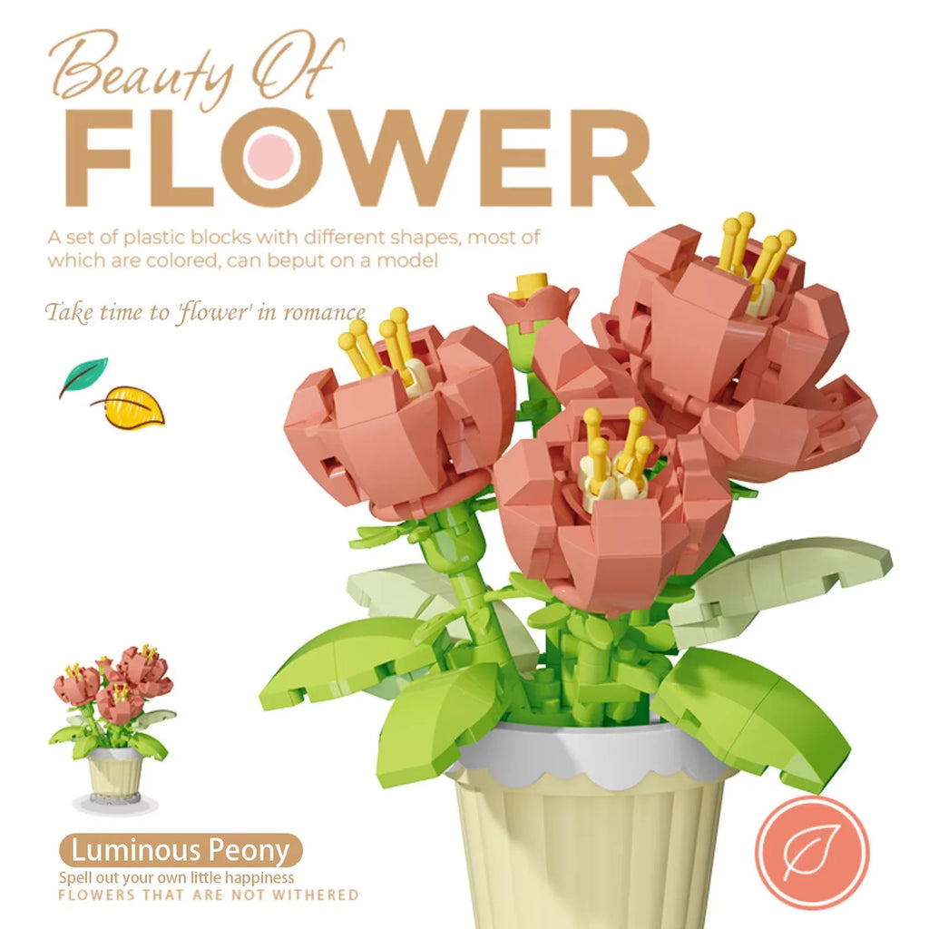 Flower Building Blocks Potted Plant Set for Home Decor
