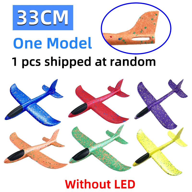 50/33CM Big Foam Plane Glider Hand Throw Airplane LED Inertial EPP Bubble Planes Outdoor Launch Kids Toys for Children Boys Gift